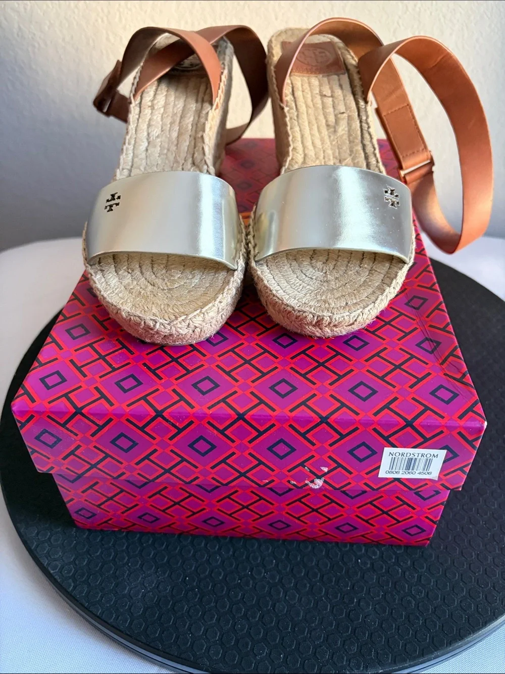 Tory Burch Spark Gold Espadrille Wedge